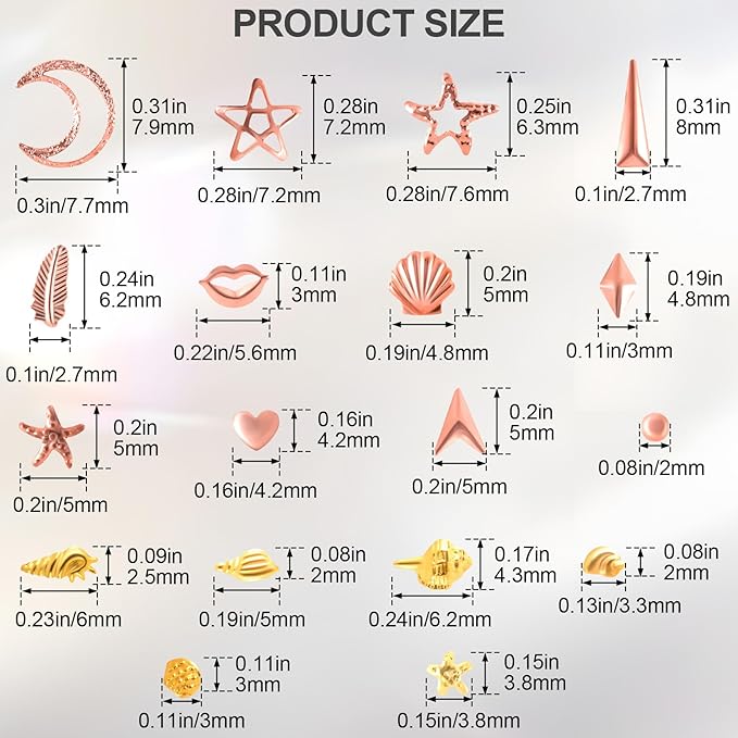 2 Disc Ocean Nail Art Charms, 3D Alloy Nail Art Decals, Beach Starfish Seashell Handmade Supplies for Women DIY Craft Jewelry Manicure Embellishments- Gold & Rose Gold