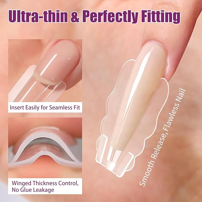 280 Pcs Original Sandwich Nails Dual Form with Guide Lines Long Ballerina Nail Mold for Builder Gel Nail Extensions Art Design Salon DIY at Home