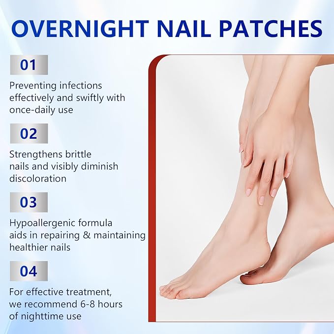 Nail Patches, 8-Hour Overnight Treatment, Fast-Acting Toenail Repair Patches, 21 Patch,for Damaged Nails Foot Nails Repair and Care,Strengthens Brittle Nail (21 Patch*2)