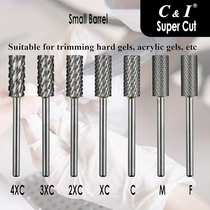 Super Cut Upgrade Edition, Small Barrel Nail Drill Bit for Electric Manicure Drill Machine, Remove the Nail Gels, Acrylic Gels, or Dip Powder (Fine -F)