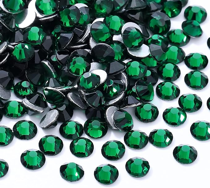 Malachite Green Flatback Rhinestones, Glass Rhinestones for Nail Art and Craft, Glue Fix, Loose Crystal Gemstones(Green, SS20, 1440pcs, 4.6-4.8mm)