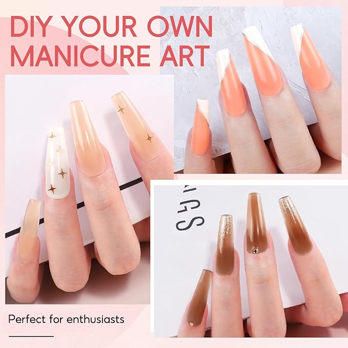 PEACECOLOR 53Pcs Poly Nail Gel Kit with U V Light 15 Colors Nail Extension Gel Set with Base Top Matte Coat Full Nail Tools for Beginners DIY Manicure Kit Salon Home Gift for Women Girls
