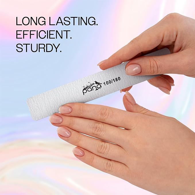 10pcs - PANA Jumbo Double-Sided Emery Nail File for Manicure, Pedicure, Natural, and Acrylic Nails - Zebra (Grit 100/180)