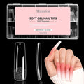 MelodySusie Long Square X Nail Tips - 288Pcs 12 Sizes Clear Acrylic, Half Matte Full Cover Press on Nails for DIY Extension & Salon Use, Pre-Shaped for Long-Lasting Manicure