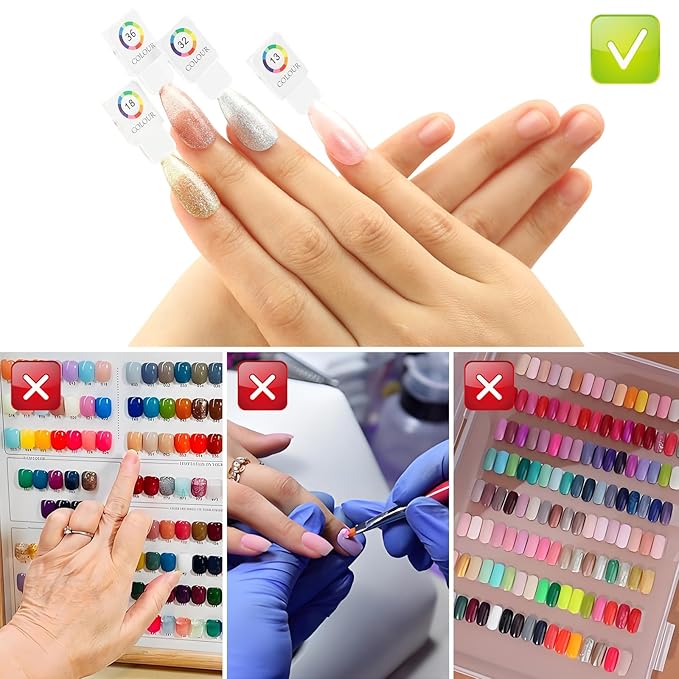 Magnetic Nail Swatch Book,180 Nail Color Display Book with 192 Magnetic Tips,Professional Nail Salon Color Display Book for Easy Preview & Storage