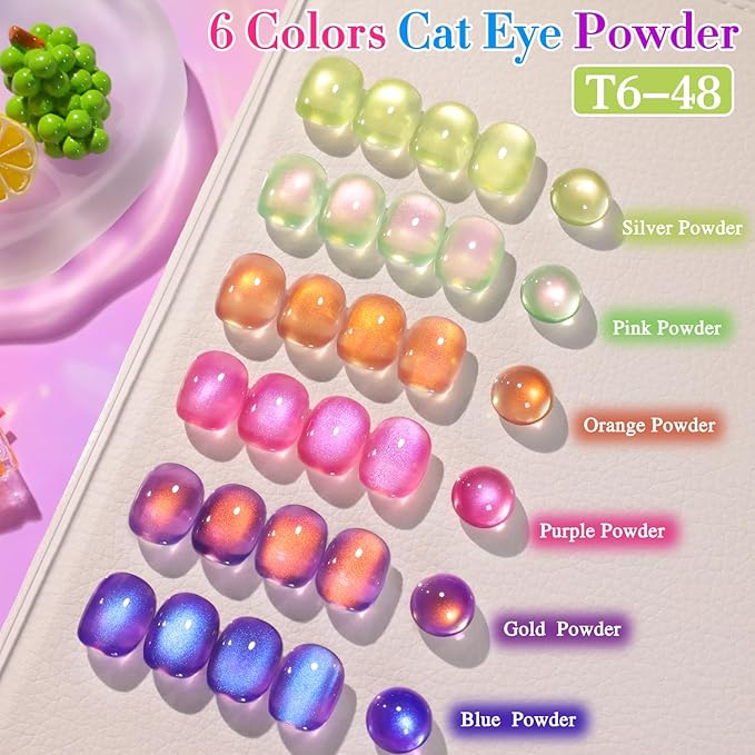 Double Rhythm 0.5 OZ Cat Eye Gel Polish with Magnet 15ML Holographic Glitter Shimmer Translucent Jelly Color Magnetic Nail Polish Salon DIY at Home (Pink Green-MC1215)