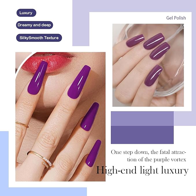 CAMILA ¿ 6pcs 15ml Hema Free Tpo Free Gel Polish Set Purple Gel Nail Polish Kit Soak Off Gel Polish Manicure Salon For Women G Set