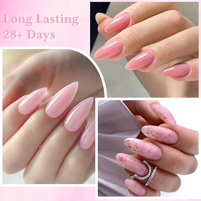 MEET ACROSS 18 Colors Rubber Base Gel Set, Nude Pink Brown Builder Nail Gel, 2-in-1 Builder Base Nail Gel Blue Purple Skin Tones Gold Foil Soak Off Base Gel Nail Strengthener 7ml