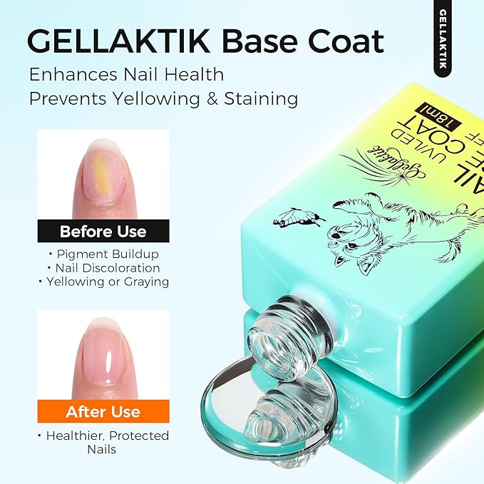 2 Pcs 18ml Gel Base Coat and Glossy Top Coat Set No Wipe Foundation Combination for Long Lasting Shine, Perfect Manicure Gift Set for Women, DIY Nail Art, UV Light Cure
