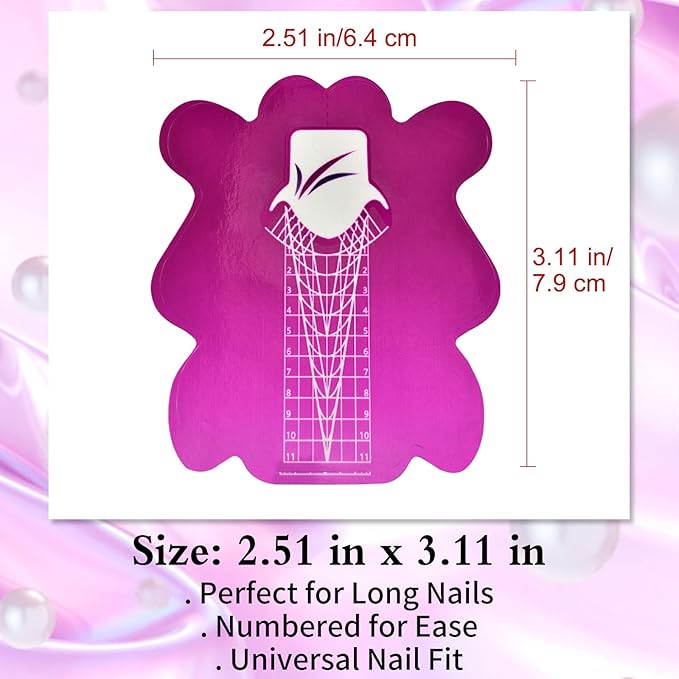 200pcs Nail Form Sticky Nail Forms for Builder Gel Reusable Sturdy Nail Extension Forms Nail Forms for Acrylic Nails Builder Gel Nail Forms, Self-Adhesive Paper Nail Forms Molds Builder NTF051-200pc