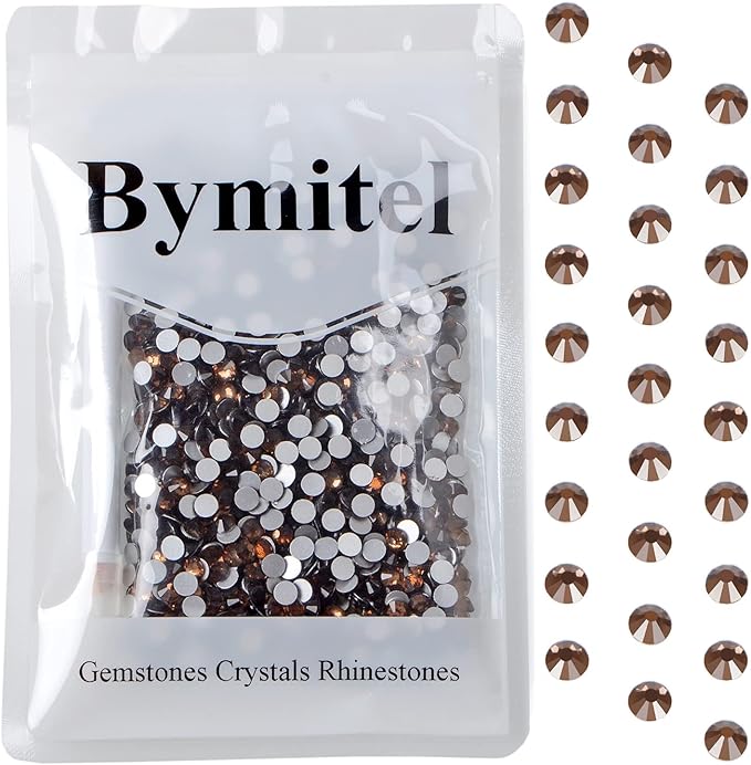 1440PCS Art Nail Rhinestones Non Hotfix Glue Fix Round Crystals Glass Flatback for DIY Jewelry Making with one Picking Pen (ss20 1440pcs, Smoked Topaz)