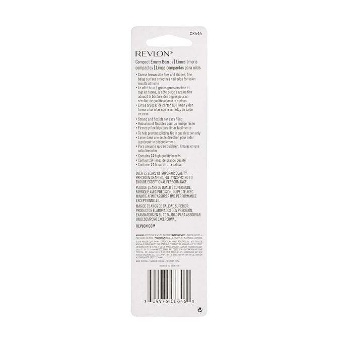 Revlon Compact Nail File, Dual Sided Manicure Tool, Smooths & Shapes, Easy to Use, Emery Boards, 24 Count
