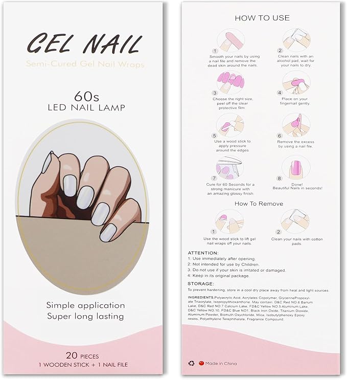 JMEOWIO Gel Nail Stickers Aurora Mermaid Semi Cured Gel Nail Strips Wraps UV/LED Nails Art Design Decoration Accessories