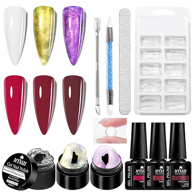 MTSSII 3D Sculpting Gel for Nail Art White Aurora Yellow Purple Non Sticky Hand Carving Extension Solid Builder Gel for Nails Red Brown Nail Polish