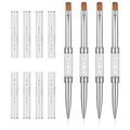 4Pcs Double Ended Nail Builder Gel Brushes, French Tip Brush Hard Gel Brushes, Liner Brush Nails Hard Gels Nail Builder Gels Pen for Salon-Grade Professional Nails Art Design(White)