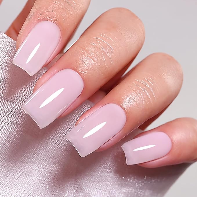 Jelly Gel Polish, Milky Pink Jelly Nail Gel Polish Translucent Spring Summer Sheer Soak off UV LED for Nail Art DIY Manicure 0.5 Fl Oz