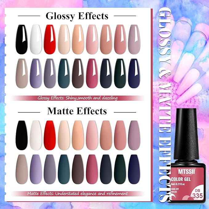 MTSSII Classical Gel Polish Set Nude Gel Nail Polish Set 18 Colors Gel Polish Kit Colorful White Pink Red Blue Black Collection Gel Gifts for Women Girls