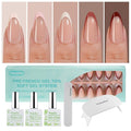 Vansiho French Gel Nails Kit - Medium Almond French Tip Press on Nails Kit, Nail Gel and Nail Lamp for Gift and Nail Art DIY