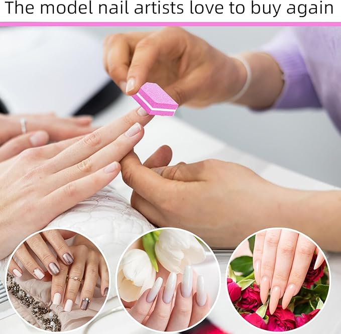 50Pcs Pink Sponge Nail Buffers,100/180 Grit Mini Nail Files,Mini Buffer Block Nail File for Acrylic & Natural Nails,Double-Sided Buffing Blocks for Manicure & Pedicure, Salon & Home Use