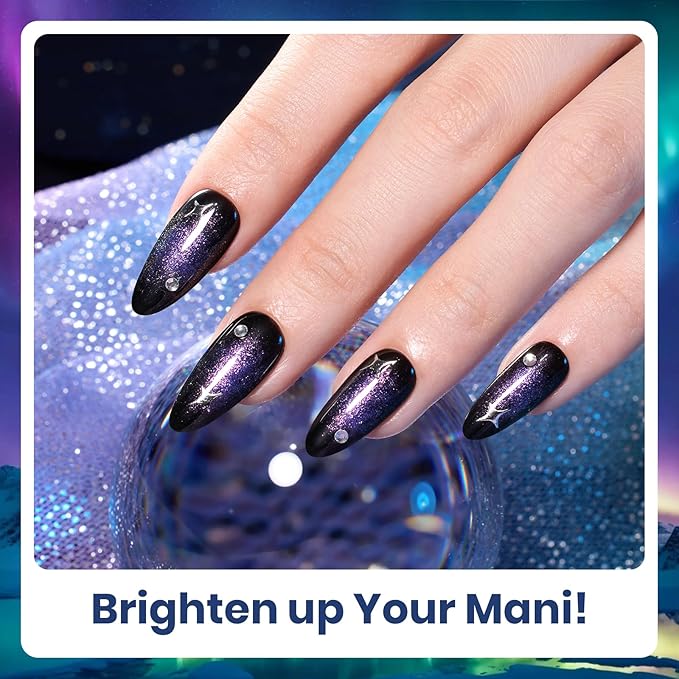 Beetles Glitter Gel Polish Set – Kaleido Galaxy 6 Colors Shimmer Chameleon Blue Green Purple UV LED Gel Nail Polish Sparkly Glitter Nail Gel Kit Nail Art Design Gel Spring Gifts for Women