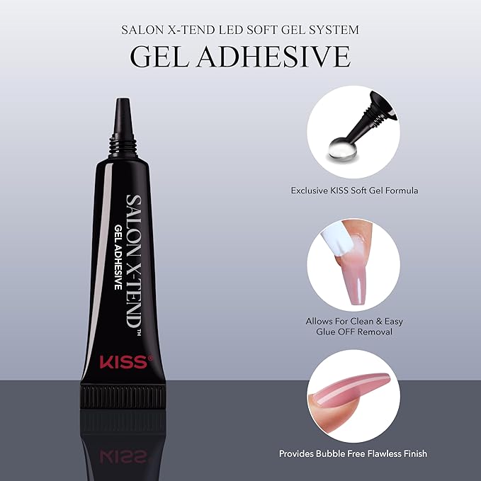 KISS Salon X-tend LED Gel Nail Kit Press On Nails, , 'Changed', Multicolor, Short Oval, 30 Fake Nails, Soft Gel Nail Glue 5 ml (0.16 US fl. oz.), Prep Pad, Manicure Stick, & Mini Nail File
