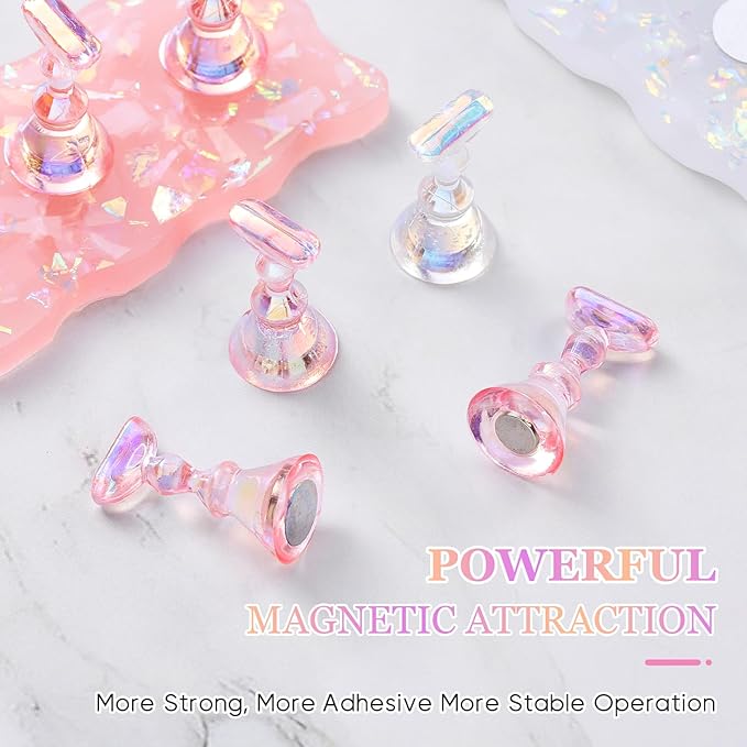 Etercycle Nail Stand, 2 Set Nail Holder For Painting Nails, Magnetic Press On Nail Kit Nail Tech Must Haves Practice Acrylic Nail Art Tools for Home DIY Salon Nails Display with 96 Pcs Sticky Putty