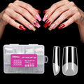 250PCS Clear Acrylic Nail Tips, 1 Shapes 10 Sizes - Half Matte Full Cover Fake Nails for DIY Manicure, Salon Professionals & Beginners - Rectangle Pre-Shaped Extensions