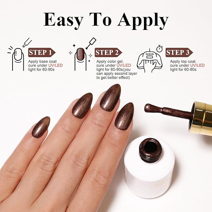 Imtiti Pearl Gel Nail Polish,0.5 Fl Oz Brown Glitter Drawing Gel Polish Shell Thread Shimmer Mermaid Nail Gel Polish Soak Off UV LED for Home DIY Nail Art Manicure Salon