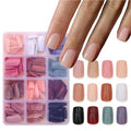 288Pcs Square Press on Nails Short 12Packs Medium Square Fake Nails Glossy Nature False Nail Tips Solid Color Acrylic Nails Press ons for Women Girls Daily Wear Manicure Art 12 Colors