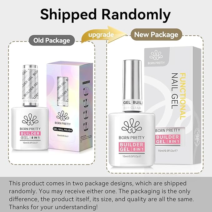 BORN PRETTY Builder Gel for Nails,8-in-1 Clear Builder Nail Gel for Nail Apex and Gel Extension Strengthener,Nail GLue Gel Hard Gel Base Rhinestone Nail Glue Gel in a Bottle 15ml