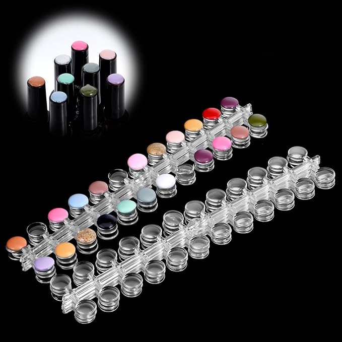 240 pcs Clear Nail Polish Swatch Dots Round False Nail Display Tips Transparent Nails Art Color Display Chart Color Sample Chart Card Sticks Colorful Polish DIY Training Practicing Displaying