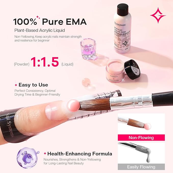 Acrylic Nail Kit for Beginners: 0 Experience Needed to Complete Acrylic Nail Starter Kit with 48W Nail Lamp & Drill for Home DIY Manicure