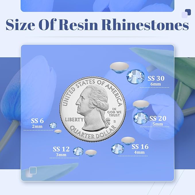 4000PCS 5mm Resin Rhinestones in Bulk (Light Blue), Bedazzling Flatback Crystals Rhinestones for Crafting DIY Nail Decoration, Gems Diomand Charms for Tumbler Shoes Clothing Fabric