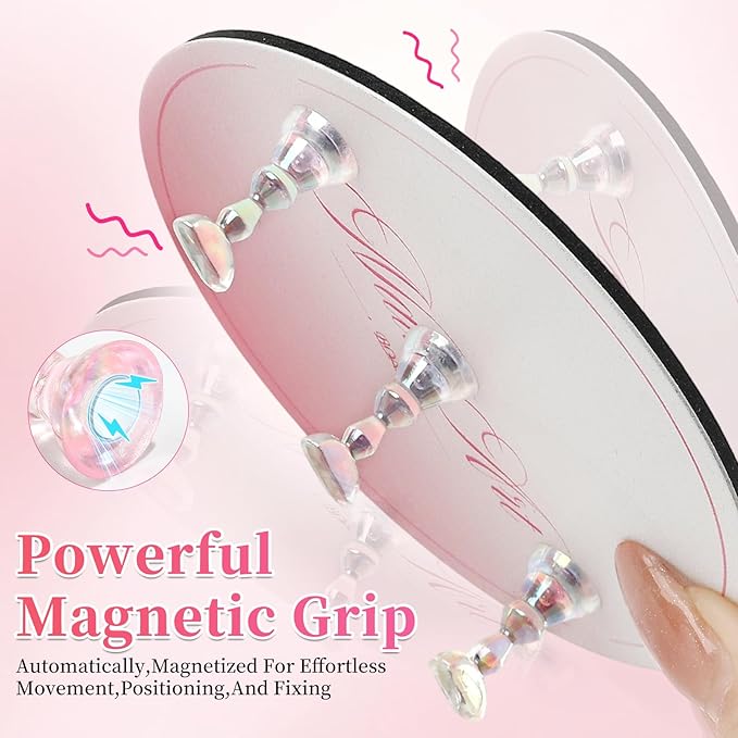 BQAN Nail Stand for Press Ons, Magnetic Nail Holder for Painting | Display | Fake Nails Practice with 200 Pcs Adhesive Tabs, Round Metal Base Nails Art Tools Homes and Salons Use