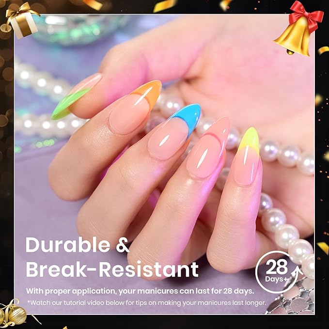 Beetles Gel Nail Tips Medium Almond Etch X, 12 Sizes 288 PCS Half Matte Full Cover Press on False Nail Tips Clear Acrylic Nails Extension Glue on Nails DIY Gift for Women