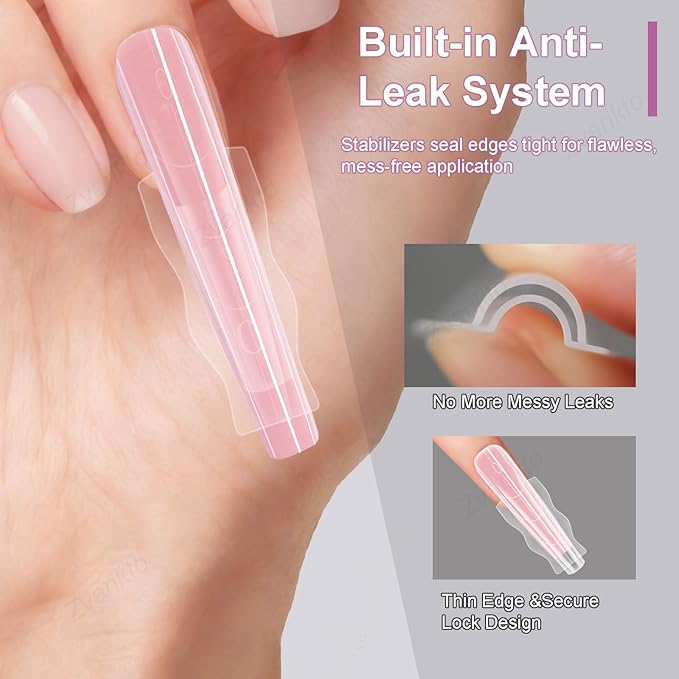 Sandwich Nails Dual Forms 240Pcs Oval Shape, Dual Nail Extension Forms with 15 Sizes, Reusable Plastic Nail Mold for Builder Gel & Poly Gel, No Paper Forms Needed, Salon & Home DIY Nail Art