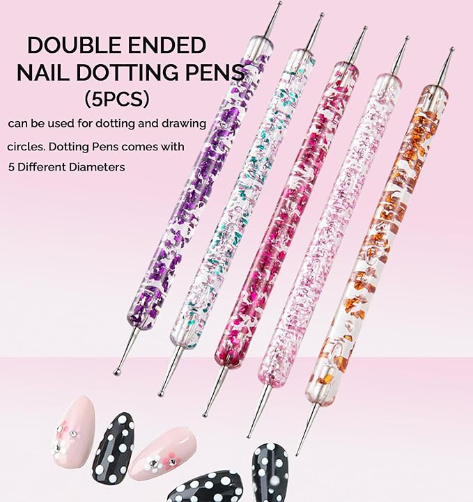 Nail Design Tools, Nail Art Tools, Nail Art Brush, Nail Stand for Press On Nails,Dual Tipped Nail Dotting Tool and Sculpture Pen, Nail Tools for Home DIY Beginner Salon Supplies