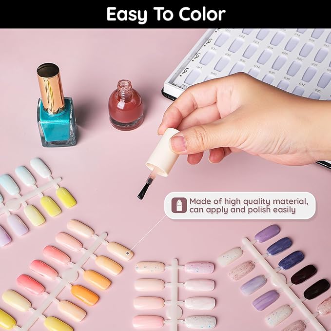 Segbeauty 720pcs Fake Nails Display Tips, Natural Artificial Glossy Flat-Bottom Fingernail Tips, Professional Manicure Salon Practice Tool for False Nail Art Book Polish Gel Color DIY Art Decoration