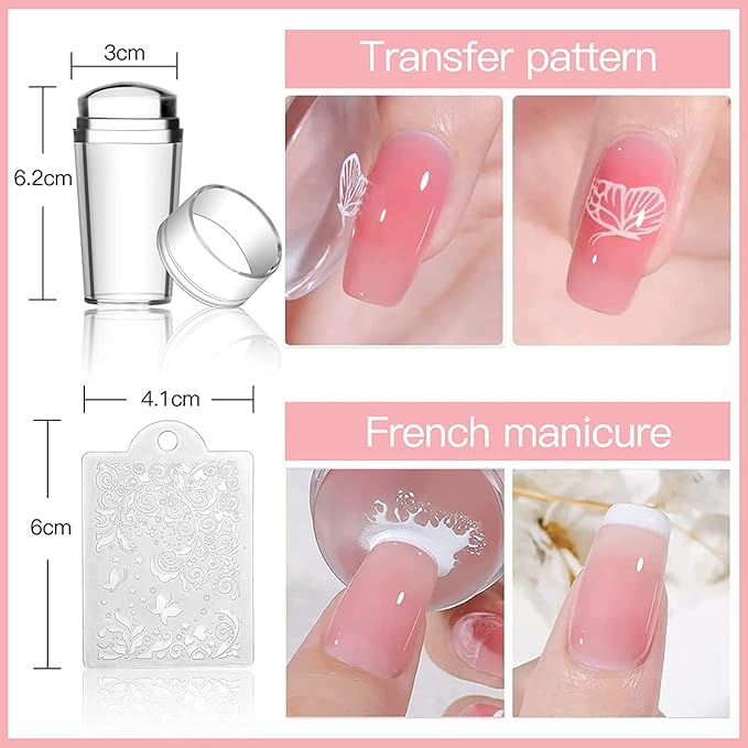 Biutee Nail Stamping Kit with Clear Stamper & Scraper, 10pcs Nail Art Stamping Plates + 8 Colors Stamping Gel Polish, Flower Animal Geometric Nail Art Tools for Beginners