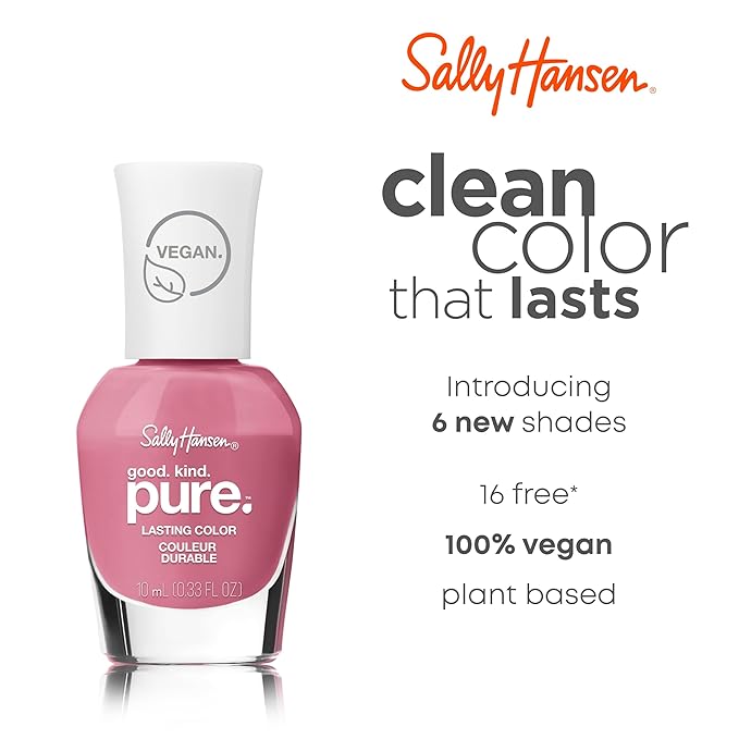 Sally Hansen Good. Kind. Pure. Nail Polish | Plant-Based, Vegan, 16-Free Formula | Opaque, Shiny | 224 Rose to the Occasion | Mauve Pink Nail Color