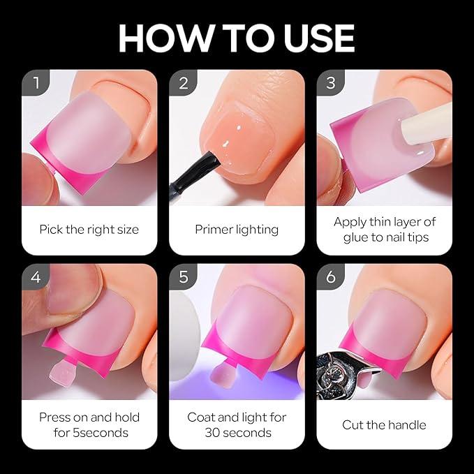 White Toe Nail Press On with 2 Nail Glue, 150pcs Square French Toe Nail Press Ons, 15 Sizes Thick Soft False Toenail Extension, Pink Full Cover Acrylic for Nail Art DIY