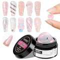 Solid Sculpture Builder Gel, Aurora Pink 3D Nail Gel White Non-Stick Hand Nail Extension Gels for Carving Patterns Decoration Hard Gels for Nails Mnicure DIY at Home 14g(0.49 oz)