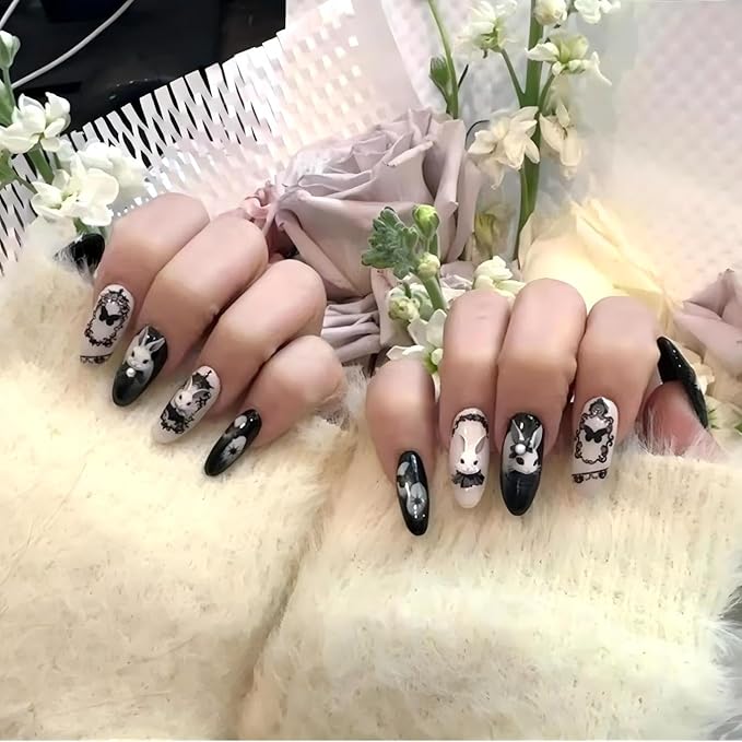 Dedyel 5D Embossed Cute Bunny Nail Art Stickers Cartoon Kawaii Design Anime Self Adhesive Nail Stickers for Women Kids Girls Nails Art Decorations
