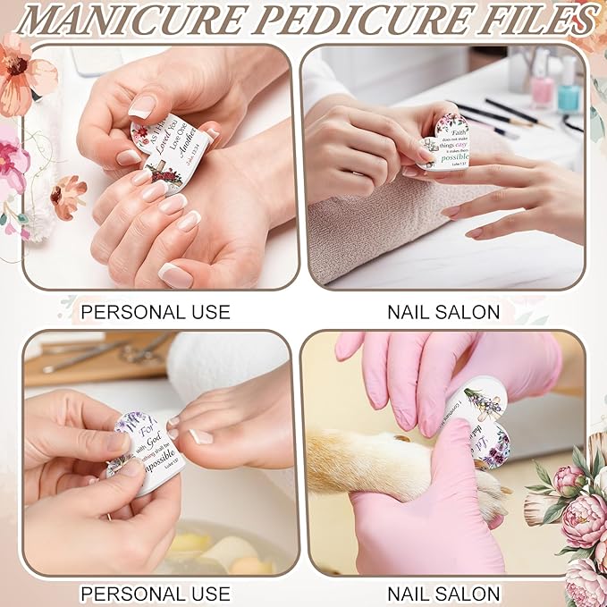 50 Pcs Christian Gifts Bulk for Women Religious Scripture Mini Heart Nail Files Emery Board Double-Sided Nails Boards Bible Verse Group Church Religious Party Favors for Employee Coworker Supplies