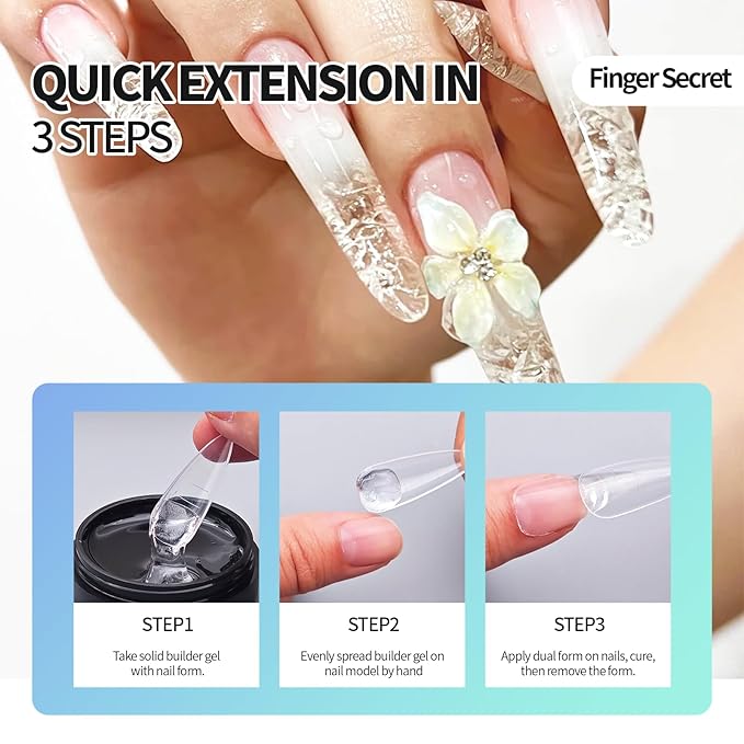 3D Gel Nail Art Kit-Blue Aurora Solid Builder Gel for Nails 3D Sculpting Carving Building Modeling Hard Extension for Beginner DIY Salon at Home Cured Needed