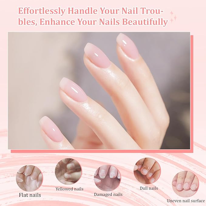 JODSONE 10 Colors Builder Nail Gel Polish Set with Base Coat and Top Coat No Wiping for Nails Strengthener Hard Nail Extension Gel LED Nail Lamp Cured