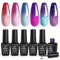 Beetles Color Changing Gel Nail Polish Set - 6 Colors Pink Red Glitter Blue Purple Mood Temperature Change Nail Polish Gel Set Soak Off Nail Art Gel DIY Salon Manicure Gift for Women