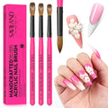 SAVILAND Acrylic Nail Brushes Set: Sizes 8, 10, 14 Nail Brushes for Professional Acrylic Powder Applications, Nails Extension, 3D Carving for Home Salon DIY Nail Art Brush Manicure Acrylics Tools Pink