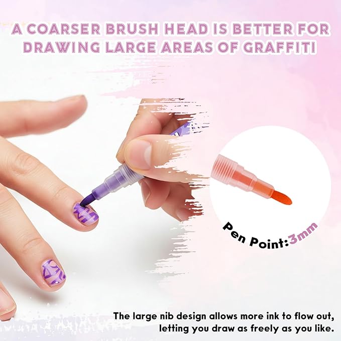 12 Colors Nail Art Pens Set & Women Make up Bag，1mm Acrylic Nail Art Polish Pen Point Graffiti Dotting Drawing Painting Liner Brush for Art Design DIY Manicure Tools Cosmetic Bag with Zipper