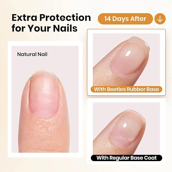 Beetles 15ml Rubber Base Builder Nail Gel - Clear Color Base for Nails Strengthening, Thickening and Sculpting, Soak Off UV LED Long Lasting for Weak and Damaged Nails